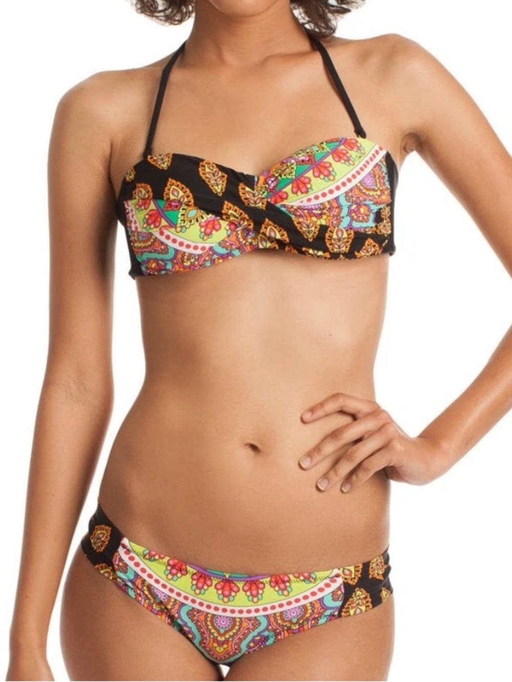 TRINA TURK Moroccan Medallion Bandeau 2 Piece Swimsuit Set fits like Size M-L